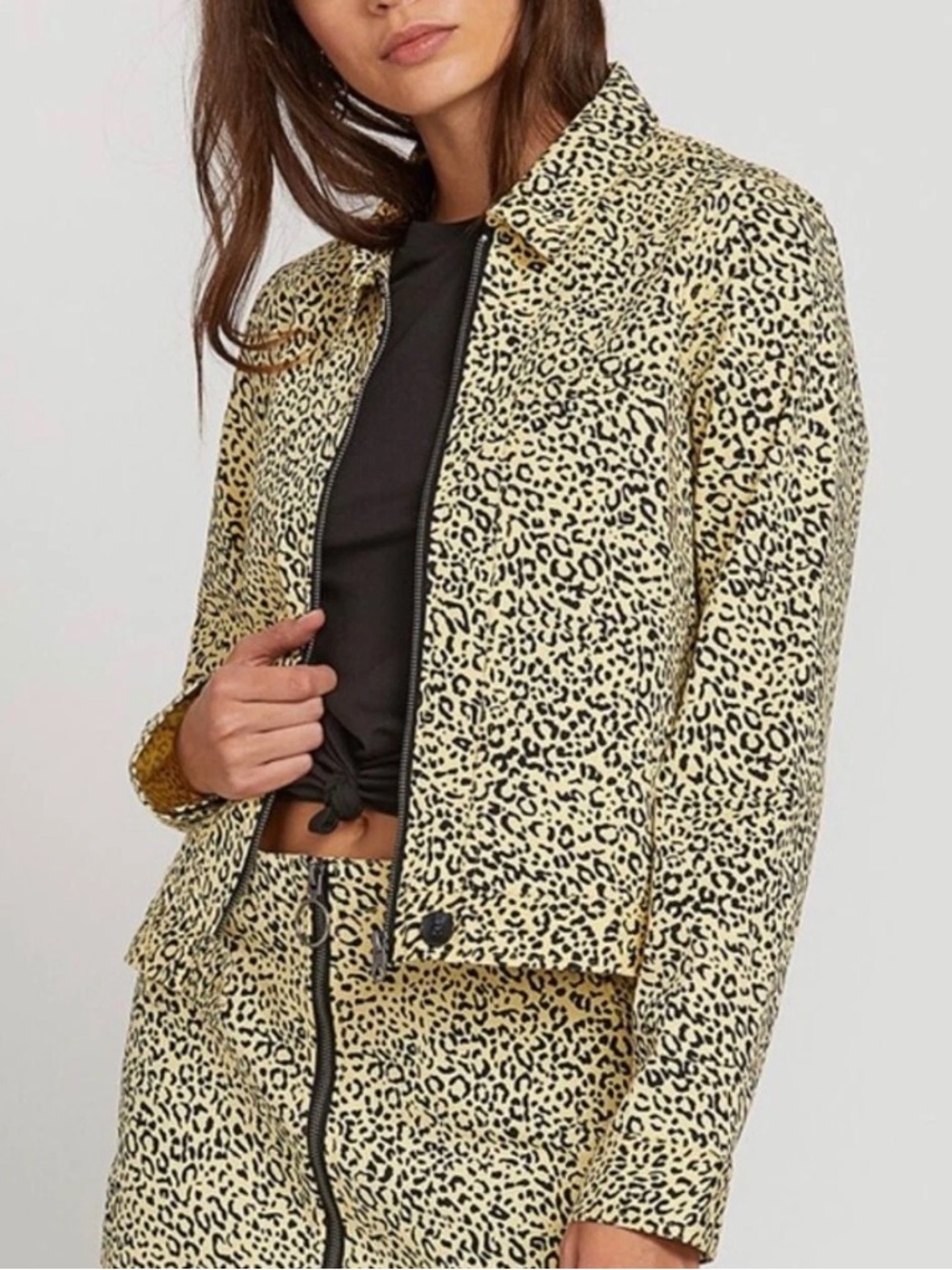 Volcom Retro Coastal Frochickie Chic Leopard Print Jacket Zip-Front Size XL 12